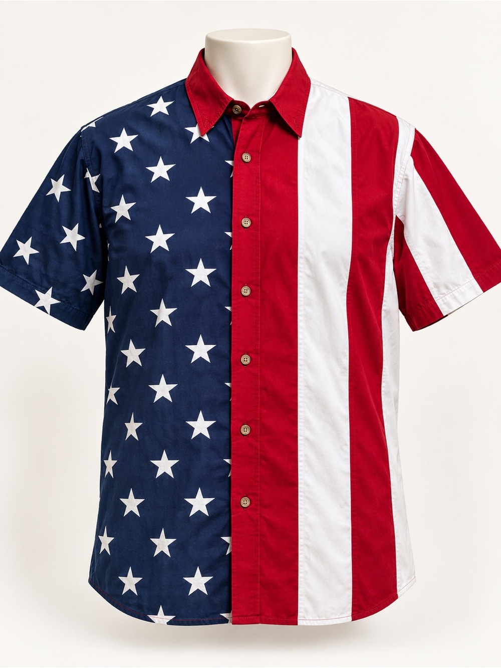Cotton Traders Sport American Flag Shirt Men’s XL Stars Stripes 100% Cotton